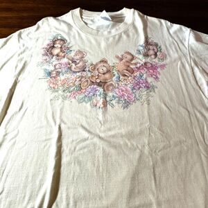Vintage Air Waves Shirt Size XL Hanes Beefy Bears Flowers GrandmaCore Joan Marie